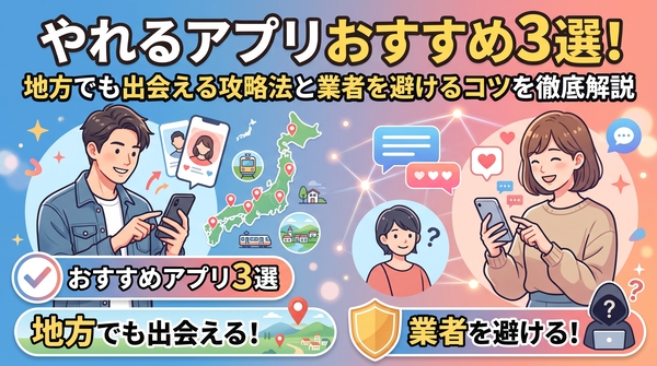 やれるアプリおすすめ3選！地方でも出会える攻略法と業者を避けるコツを徹底解説